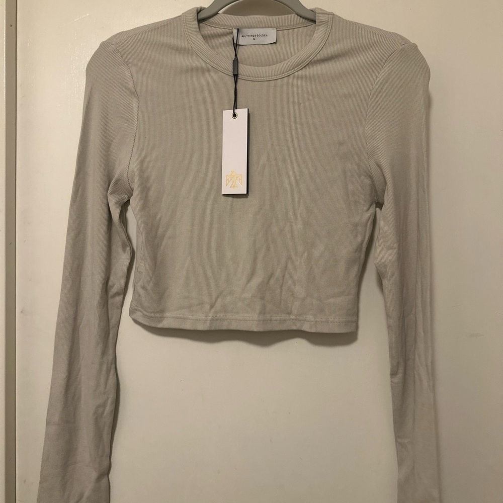 All things golden ribbed Women's Cream Long Sleeve Top